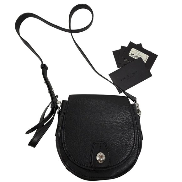Rag & Bone Black Leather Crossbody Mini Flight Saddle Bag Small Purse - Picture 11 of 11